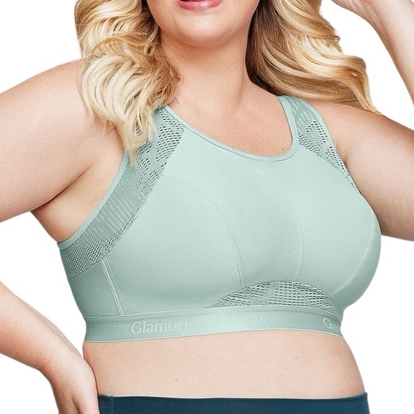 GLAMORISE SPORT no sweat mesh wirefree camo sports bra size 40G mint green NWOT - Picture 12 of 12